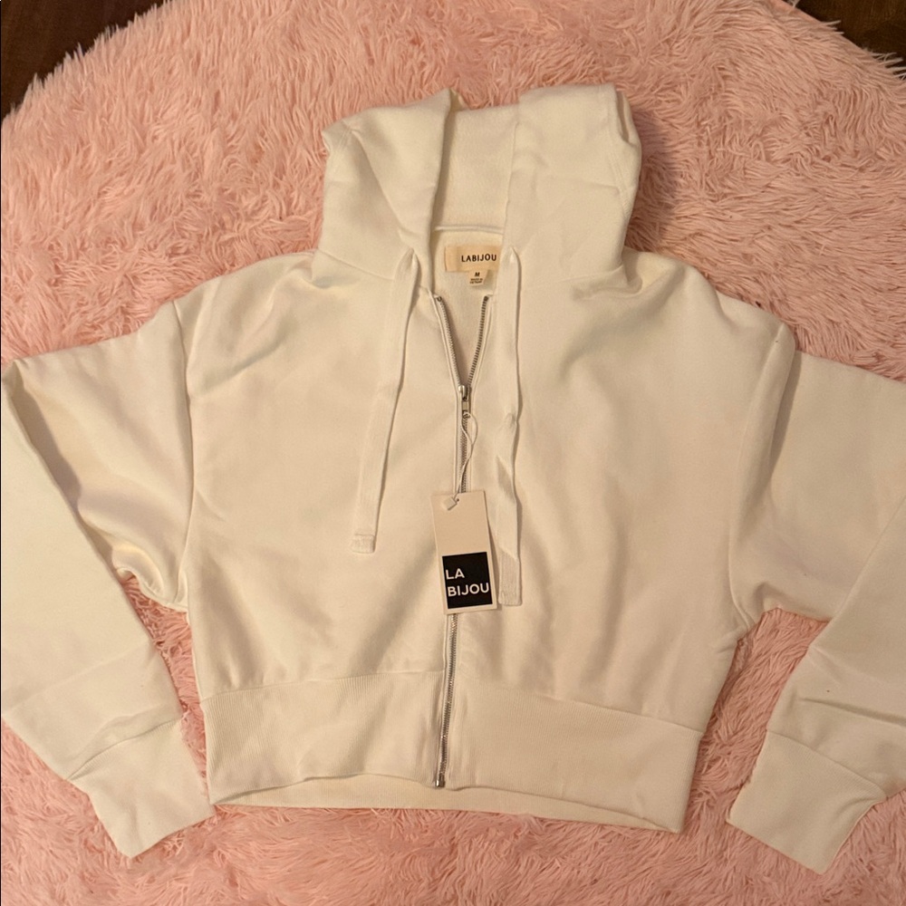La Bijou Women's White Hoodie Jacket
